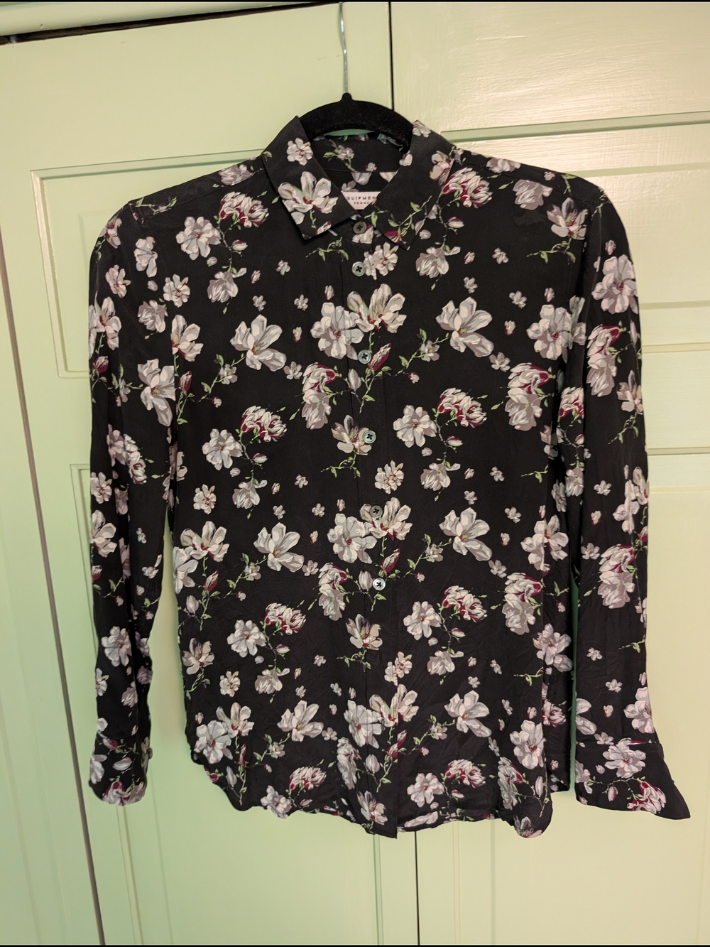 Equipment Black Floral Button-Down Blouse